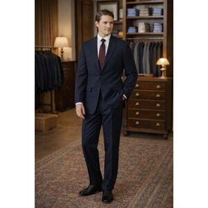 SOUTHWICK Jack Wood Ltd. Vintage Navy Pinstripe Suit 2pc USA Union Made ACTWU